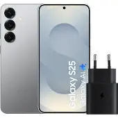 Samsung Galaxy S25 256GB Zilver 5G + Oplader 25 Watt Zwart