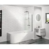 Linie Milos enkele badwand 85 cm met mat zwarte profiel