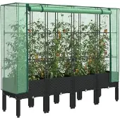 vidaXL Verhoogde tuinbed met kasopbouw, rattanlook, 160x40x140 cm