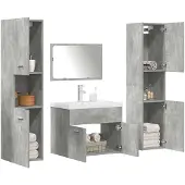 vidaXL 5-delig badkamermeubelset, betonkleur, houtvezel