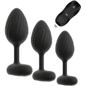 ANOS - vibrerende buttplug set - siliconen - zwart