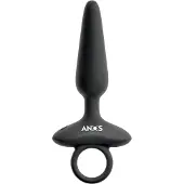 ANOS - vibrerende buttplug met handvat - siliconen - zwart