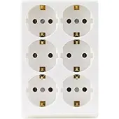 Q-Link contactdoos opbouw - 6-voudig - rechthoekig - randaarde - polarwit