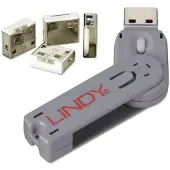 Lindy USB Port Lock + Key USB-A-poortslot Set van 4 stuks Wit Sleutelslot Incl. 1 sleutel