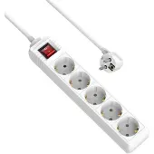 Allteq Stekkerdoos - 5-voudig - 1x Type E/F male naar 5x Type F female - Tot