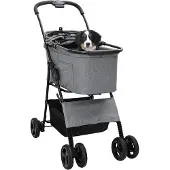 vidaXL Opvouwbare Huisdier Kinderwagen Grijs 81 x 47 x 99 cm Polyester