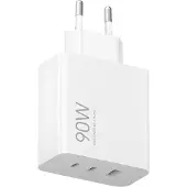 Xiaomi 90W HyperCharge Power Adapter - 3-Port Oplader - 90W Snelladen - USB-C Power Delivery - USB-A Poort - EU Stekker - Geschikt voor Smartphones en Laptops - Compact en Duurzaam Ontwerp
