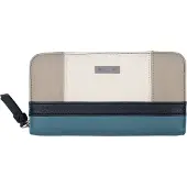 Tom Tailor Portemonnee 'Juna' donkerbeige / blauw denim / zwart / wit