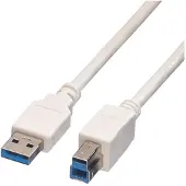 Value USB-A naar USB-B kabel - USB3.0 - tot 2A / wit - 1,8 meter