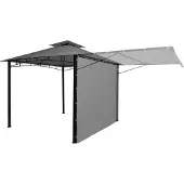 Mendler Pergola -F94, tuinpaviljoen, stalen beweegbare zijwand 2,5x2,5m ~ grijs