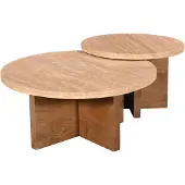 Giga Meubel Salontafel Leno Travertin Naturel Set van 2