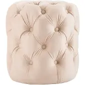 CLP Drancy Poef - rond - zitzak - hocker - velvet - creme