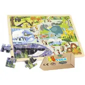 Viga Houten Puzzel 48 Stukjes - Dierenpret in de Dierentuin