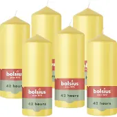 Bolsius - Gladde Stompkaarsen - Geel - 6 stuks - 15cm - 42 Branduren