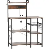 4Goodz Keukenrek, staand rek met 2 stopcontacten, 5 s-haken, 5 planken, mand,