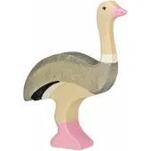 Holztiger Figurine - - Struisvogel - Handgeschilderd hout - Europese productie - 13,5x2,3x12 cm