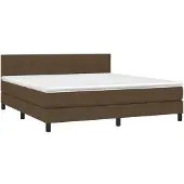 vidaXL Boxspring met matras stof donkerbruin 160x200 cm