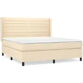 vidaXL Boxspring met matras stof crèmekleurig 180x200 cm