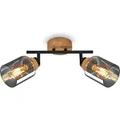 Briloner - HEMA - Spot, met hout, rookglas, 2x E27 max. 10W