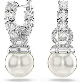 Swarovski Oorbellen 'Matrix' zilver / transparant / parelwit