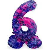 Folat - Staande folieballon Cijfer 6 Paint Splash - 41 cm