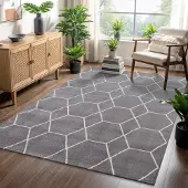 Muratap Trellis uni effen laagpolig vloerkleed modern 140x200 cm