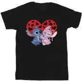 Disney Meisjes Lilo & Stitch Hartjes Katoenen T-Shirt (Zwart)
