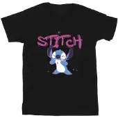 Disney Meisjes T-shirt Lilo en Stitch Graffiti Katoen (Zwart)