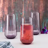 Pasabahce Allegra - Paarse Longdrinkglazen - Set van 3 - 470 ml -Allegra Tumblers Special – Slanke en Elegante Drinkbekers – Vaatwasserbestendig