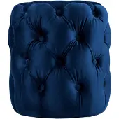 CLP Drancy Poef - rond - zitzak - hocker - velvet - blauw