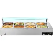 Vevor Commerciële Voedselverwarmer met 8 Bakjes (elk 8 Qt / 1/2 Formaat)