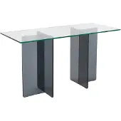 Vente-unique Bureau - Gehard glas - Transparant en donkergrijs - BYLENA