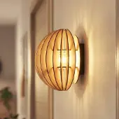 MCJ Wandlamp Clay, dimbaar, hout licht, Woon-/ Eetkamer, Hout, Scandinavisch, Wandlamp hout