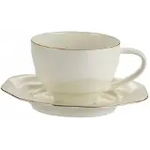 Marco polo Porseleinen Kop & Schotel 250ml Ecru met Gouden rand