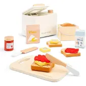 Woet New Classic Toys Houten Speelgoed Broodbakmachine - 17-delige Speelset inclusief Snijplank, Brood, Beleg & Accessoires - Bakspeelgoed voor Kinderen - FSC - Rollenspel Keukenspeelgoed - Vanaf 3 Jaar