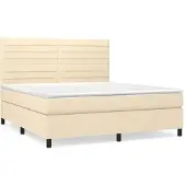 vidaXL Boxspring met matras stof crèmekleurig 160x200 cm