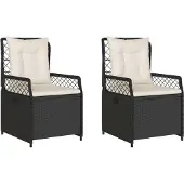 vidaXL Tuinstoelen, 2 stuks, verstelbaar, zwart, polyrotan