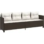 vidaXL Zonnebed met kussen, bruin, van polyrotan