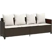 vidaXL Ligbed met kussens poly rattan bruin