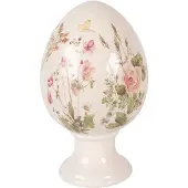 Clayre & Eef Decoratie Beeld Ei Ø 17x28 cm Beige Keramiek