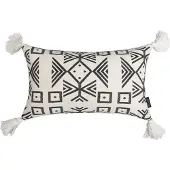 NOVÉE Black / white tassle | 30 x 50 cm | kussenhoes | polyester