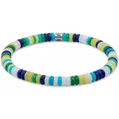 Frank 1967 7FB-0806 – – Heren Armband – Kralenarmband – Lichtblauw, Donkerblauw, Groen & Geel – Zilverkleurig