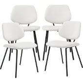 En.casa Eetkamerstoel 'Köma', set van 4, gestoffeerde stoel met metalen frame, geweven stof, beige