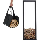 Lendo Online Brandhoutrek 50x25x148cm Zwart Staal