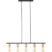 Brilliant 5-lichts hanglamp Kerry zwart met hout