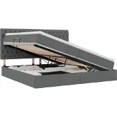 vidaXL Opslag bed met matras met opslag Donkergrijs 200 x 200 cm Stof
