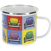 Brisa VW Collection - Volkswagen grote emaille koffie-thee-cappuccino-mok-beker-Haferl-mok voor kamperen & outdoor Käfer (500 ml/multicolor/kleurrijk)