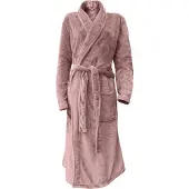 Linnick Flanel Fleece Badjas Uni - old rose - S
