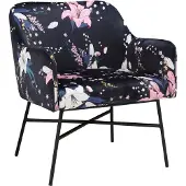 Notio Living Flora-Gestoffeerde Accent Stoel in Fluweel Blauw Bloemig
