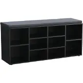 Acaza Schoenenkast - Schoenenrek - Schoenenbank - Met Zitkussen - 10 Vakken - 104 x 30 x 50 cm - Zwart